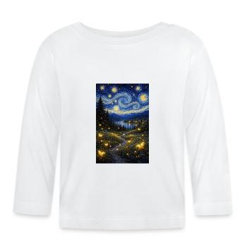 Nuit étoilée de luciole - T-shirt manches longues bio Bébé - blanc - Devant