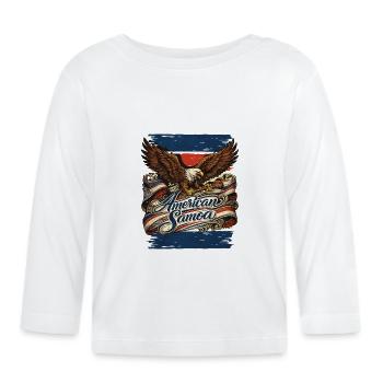 Adler über Flaggenband American Samoa - Baby Bio-Langarmshirt - Weiß - Vorne