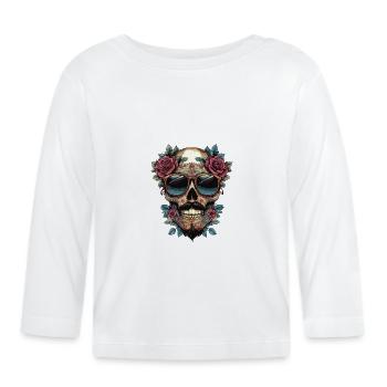 Fleurs de Crâne - T-shirt manches longues bio Bébé - blanc - Devant