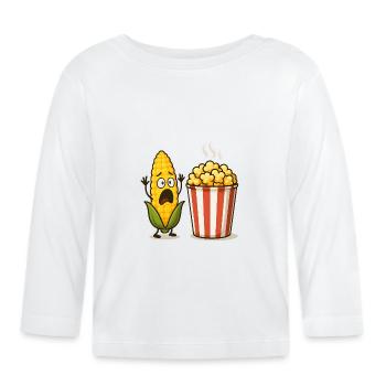 Popcorn choqué au maïs - T-shirt manches longues bio Bébé - blanc - Devant