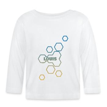 Camouflage with honeycombs for Louis - Organic Baby Long Sleeve T-Shirt - white - Front