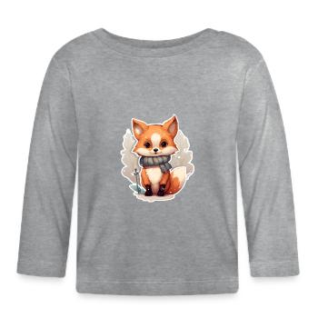 Fuchs im Winterlook - Baby Bio-Langarmshirt - Grau meliert - Vorne