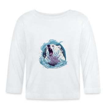Prouesses polaires – Aquarelle Ours polaire Impact - T-shirt manches longues bio Bébé - blanc - Devant