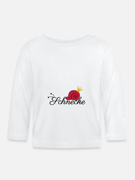 Schnecke Schrift Krone - Baby Bio-Langarmshirt - Weiß