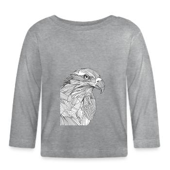 Lignes art aigle #eagle - T-shirt manches longues bio Bébé - gris chiné - Devant