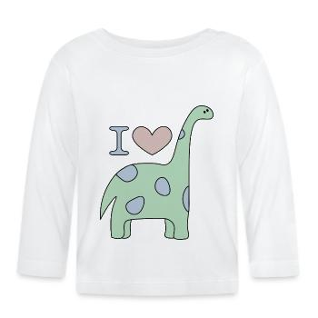 I Love Dino - Baby Bio-Langarmshirt - Weiß - Vorne