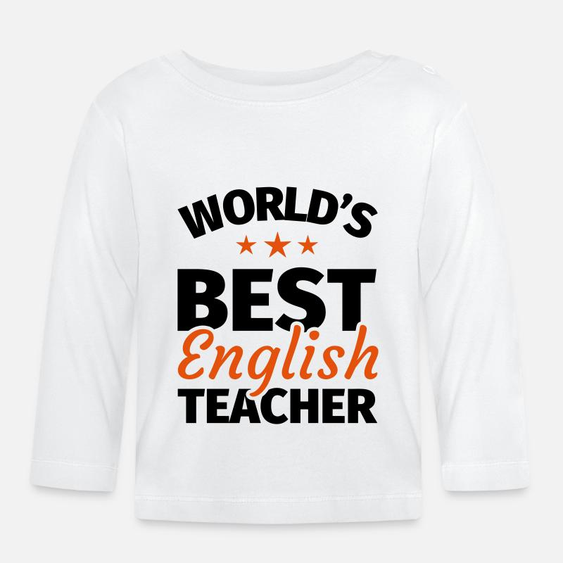 Cadeau de professeur d'anglais - T-shirt manches longues bio Bébé - blanc
