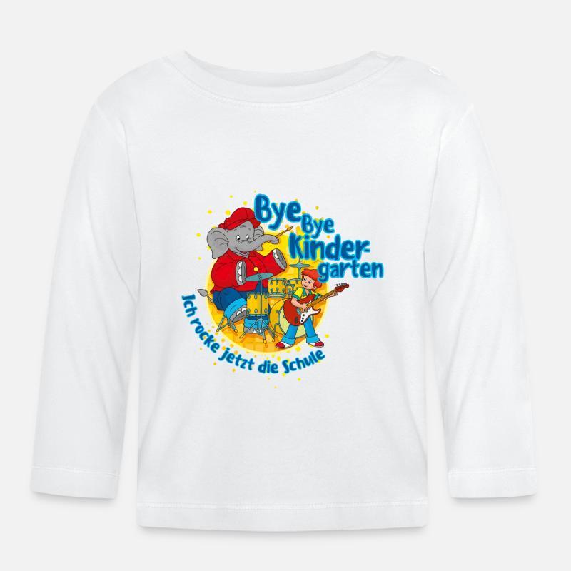 Benjamin Blümchen Bye Bye Kindergarten - Baby Bio-Langarmshirt - Weiß