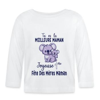 meilleure maman première fête des mères - T-shirt manches longues bio Bébé - blanc - Devant