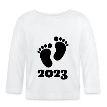 Baby 2023 Pregnancy Announce Baby Birth - Organic Baby Long Sleeve T-Shirt - white - Front