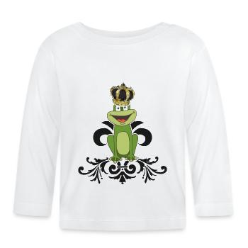 Frosch "Froschkönig" König Frosch am Froschteich - Baby Bio-Langarmshirt - Weiß - Vorne