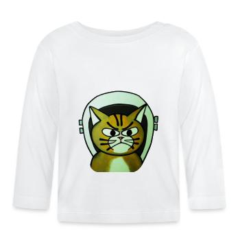 Chat terrifiant dans l’espace - T-shirt manches longues bio Bébé - blanc - Devant