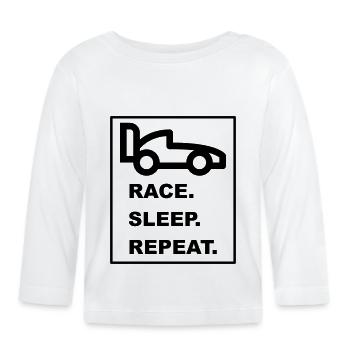 Cool "Race Sleep Repeat" design for him and her - Organic Baby Long Sleeve T-Shirt - white - Front