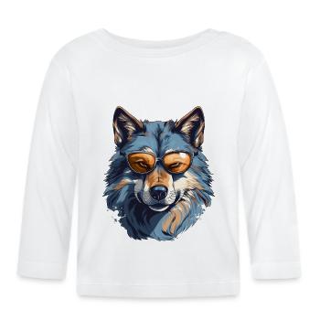 Gray wolf in street style | Wolf lovers - Organic Baby Long Sleeve T-Shirt - white - Front