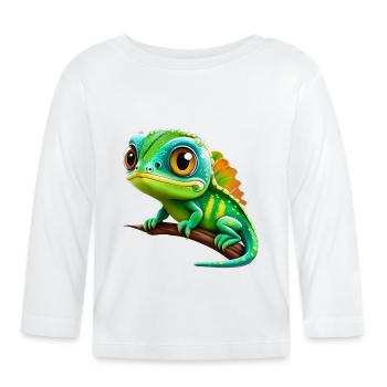 Cuter. Little Iguana - Organic Baby Long Sleeve T-Shirt - white - Front
