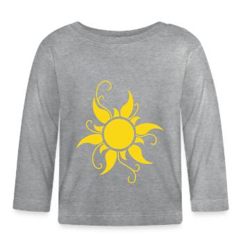 Soleil flamboyant jaune - T-shirt manches longues bio Bébé - gris chiné - Devant
