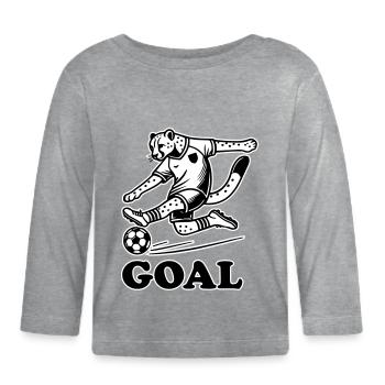 Football Cheeta - "Goal" Design - T-shirt manches longues bio Bébé - gris chiné - Devant
