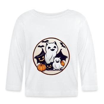 Mignons monstres d’Halloween - T-shirt manches longues bio Bébé - blanc - Devant