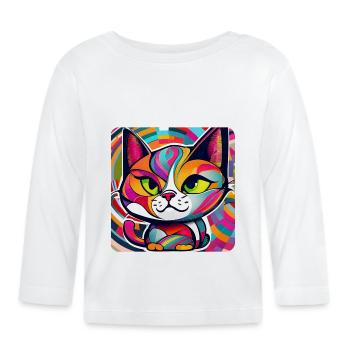 Chat dans le style graffiti - T-shirt manches longues bio Bébé - blanc - Devant