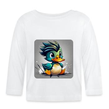 Little duck with punk hairstyle - Organic Baby Long Sleeve T-Shirt - white - Front