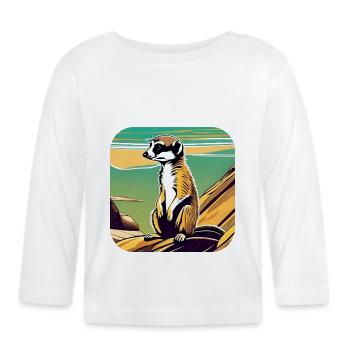 Suricate mignon - T-shirt manches longues bio Bébé - blanc - Devant