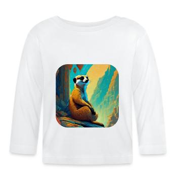 Suricate paresseux mignon - T-shirt manches longues bio Bébé - blanc - Devant