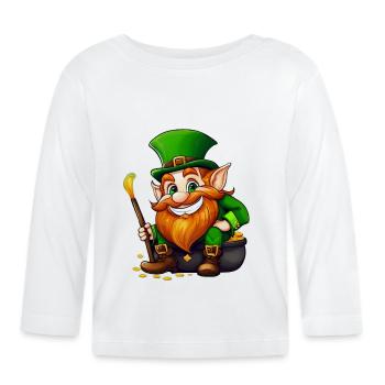 Saint Patricks Day Irish Kobold Leprechaun Wichtel - Baby Bio-Langarmshirt - Weiß - Vorne