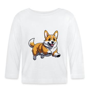 Mignon chien gallois Corgi - T-shirt manches longues bio Bébé - blanc - Devant