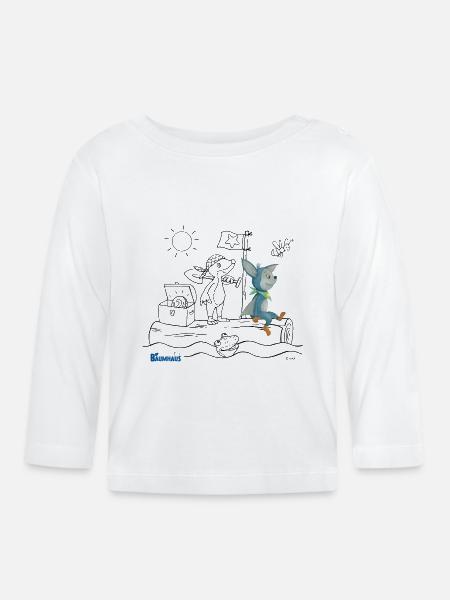 KiKA-Baumhaus mit Fidi Motiv zum Ausmalen! - Baby Bio-Langarmshirt - Weiß
