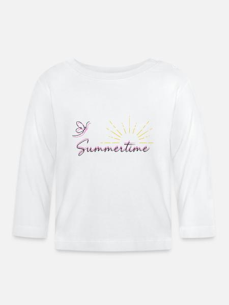 Summertime - Baby Bio-Langarmshirt - Weiß