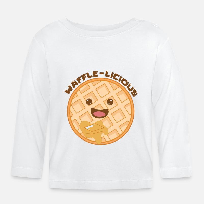 Waffle-Licious Süßes Waffel-Pfannkuchenessen - Baby Bio-Langarmshirt - Weiß