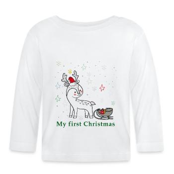 Mon premier Noël - T-shirt manches longues bio Bébé - blanc - Devant