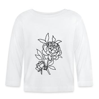 Line Art Rose - Baby Bio-Langarmshirt - Weiß - Vorne