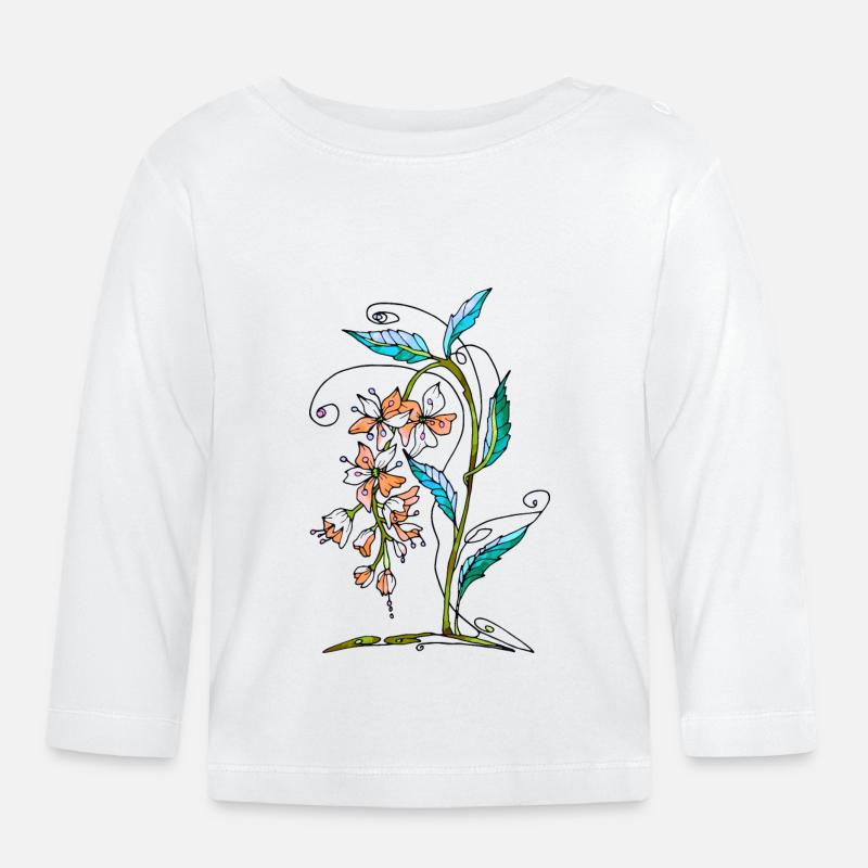 Fleur - T-shirt manches longues bio Bébé - blanc