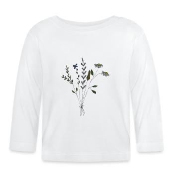blumenwiese strauss fabric - Organic Baby Long Sleeve T-Shirt - white - Front