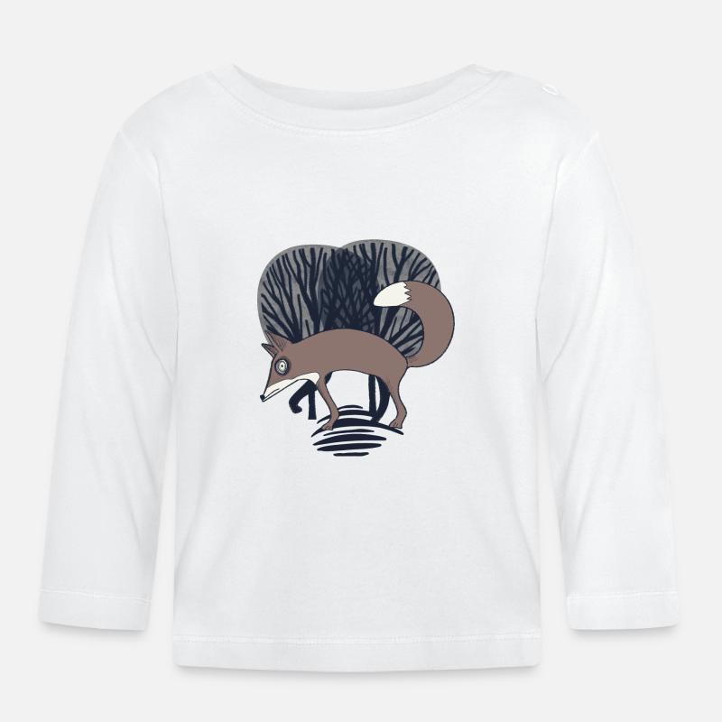 Fuchs im Wald_ Grau - Baby Bio-Langarmshirt - Weiß
