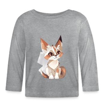 Chat mignon - T-shirt manches longues bio Bébé - gris chiné - Devant