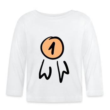 Premier badge / commande. Griffonner. - T-shirt manches longues bio Bébé - blanc - Devant