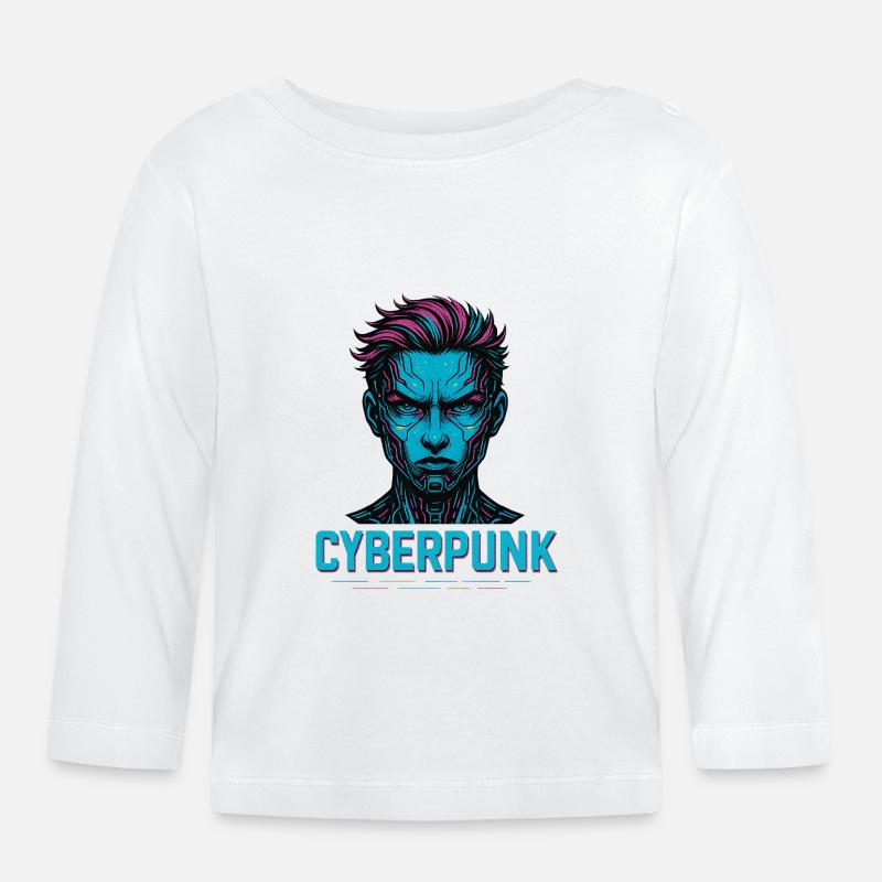 Conception d’avatar numérique cyberpunk - T-shirt manches longues bio Bébé - blanc