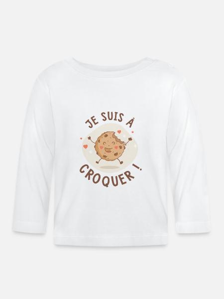 je suis croquer-humour bébé - T-shirt manches longues bio Bébé - blanc