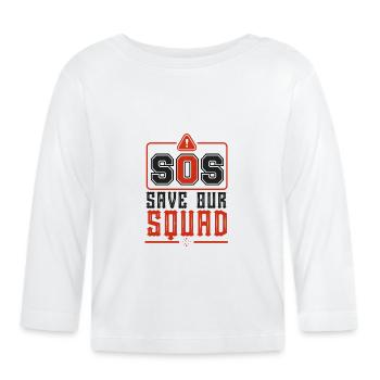 SOS Rettet unser Team - Baby Bio-Langarmshirt - Weiß - Vorne