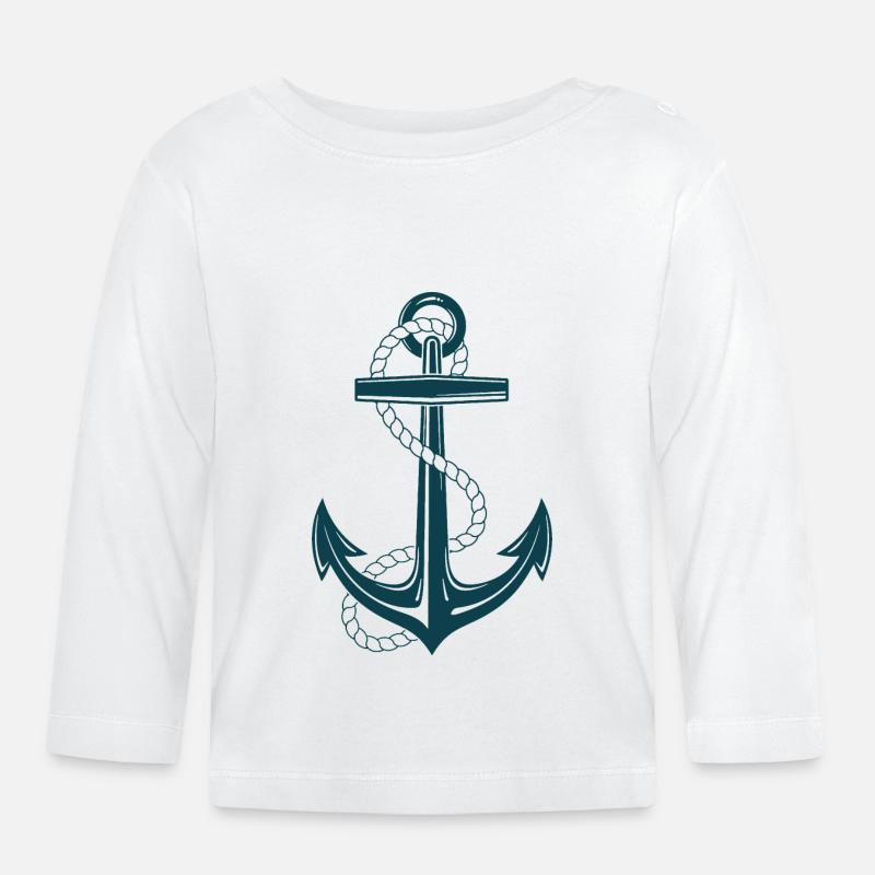 Anker Schiff Seemann Geschenk - Baby Bio-Langarmshirt - Weiß
