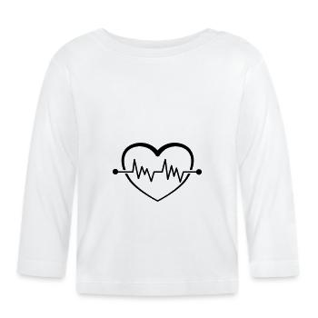 Battement du cœur symbole coeur ligne ECG - T-shirt manches longues bio Bébé - blanc - Devant