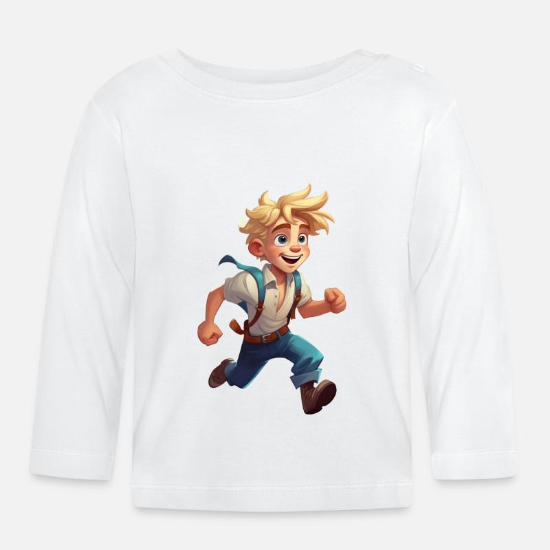 Abenteuer Alex T-Shirt oder Reisetasche - Baby Bio-Langarmshirt - Weiß