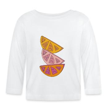 Orange wedges - Organic Baby Long Sleeve T-Shirt - white - Front