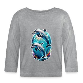 Delfin & Ozean - Baby Bio-Langarmshirt - Grau meliert - Vorne