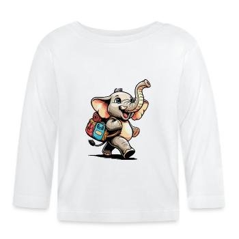 Tiny Trekker : Le Jolly Elephant - T-shirt manches longues bio Bébé - blanc - Devant