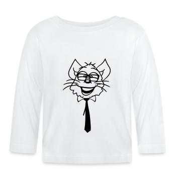 Schlaue Nerd Katze Hornbrille Geek Krawatte Brille - Baby Bio-Langarmshirt - Weiß - Vorne