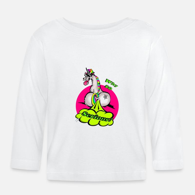 Ein buntes Einhorn mit einer humorvollen Botschaft - Baby Bio-Langarmshirt - Weiß