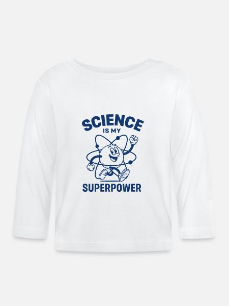 Wissenschaftlicher Superheld Motiviertes Design - Baby Bio-Langarmshirt - Weiß